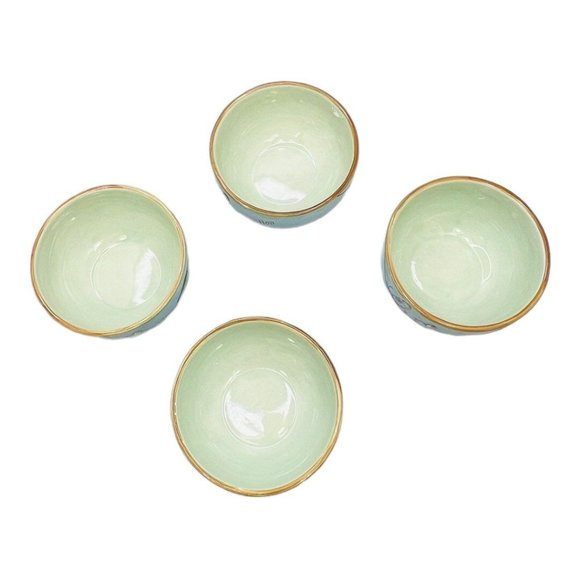 Fitz & Floyd Toulouse Set of 4 Blue Small Bowls Songbirds and Butterflies - Picture 6 of 9